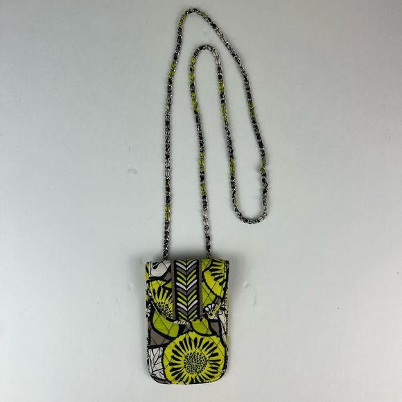 Vera Bradley Citron Green & Gray Phone Crossbody Purse Pouch - Picture 14 of 14
